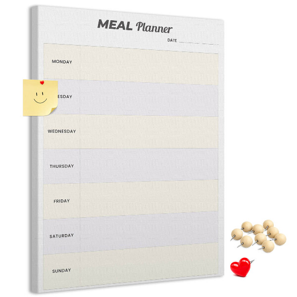 Tablón de corcho Planificador de comidas para toda la semana
