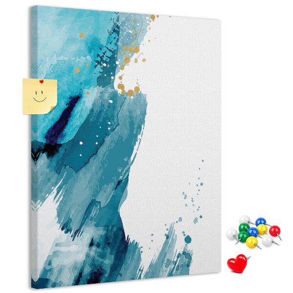Tablero de corcho Azules abstractos con detalles dorados