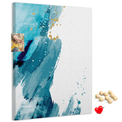 Tablero de corcho Azules abstractos con detalles dorados