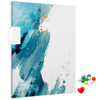 Tablero de corcho Azules abstractos con detalles dorados