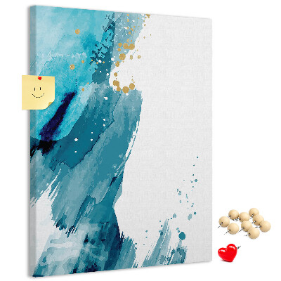 Tablero de corcho Azules abstractos con detalles dorados