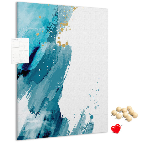 Tablero de corcho Azules abstractos con detalles dorados
