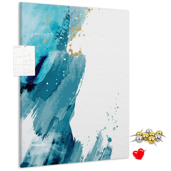 Tablero de corcho Azules abstractos con detalles dorados