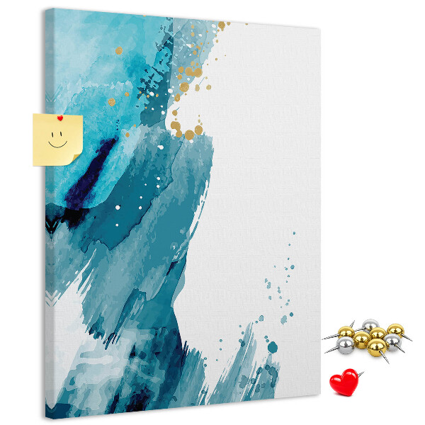 Tablero de corcho Azules abstractos con detalles dorados