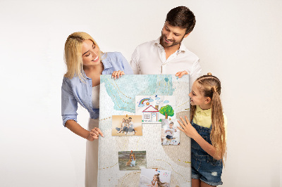 Tablero de corcho para pared con diseño de formas abstractas en colores delicados