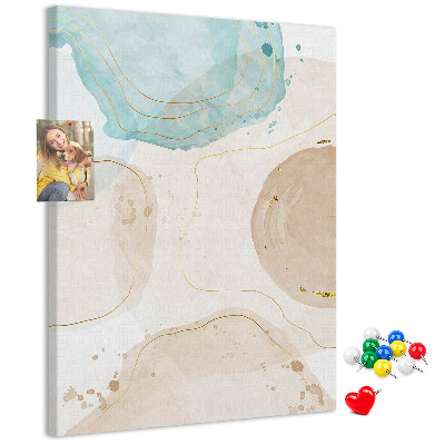Tablero de corcho para pared con diseño de formas abstractas en colores delicados