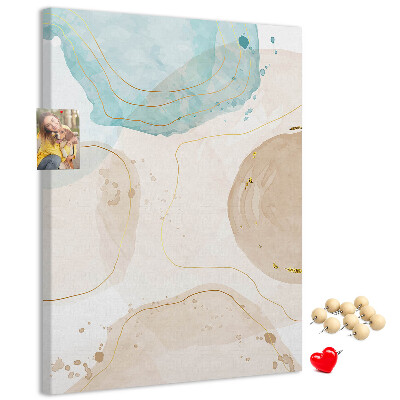 Tablero de corcho para pared con diseño de formas abstractas en colores delicados