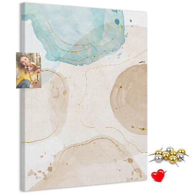 Tablero de corcho para pared con diseño de formas abstractas en colores delicados