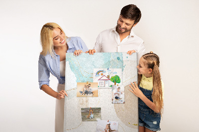 Tablero de corcho para pared con diseño de formas abstractas en colores delicados