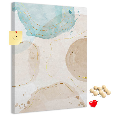 Tablero de corcho para pared con diseño de formas abstractas en colores delicados