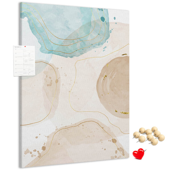 Tablero de corcho para pared con diseño de formas abstractas en colores delicados