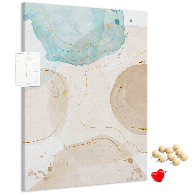 Tablero de corcho para pared con diseño de formas abstractas en colores delicados