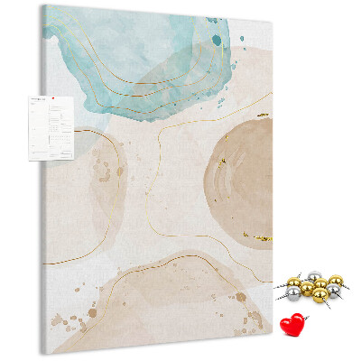 Tablero de corcho para pared con diseño de formas abstractas en colores delicados