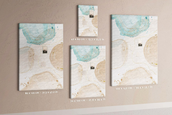Tablero de corcho para pared con diseño de formas abstractas en colores delicados