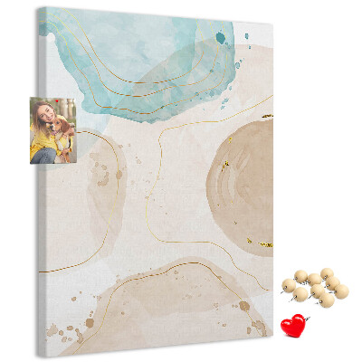 Tablero de corcho para pared con diseño de formas abstractas en colores delicados