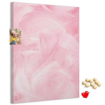 Tablón de corcho Delicadas plumas rosas en el fondo