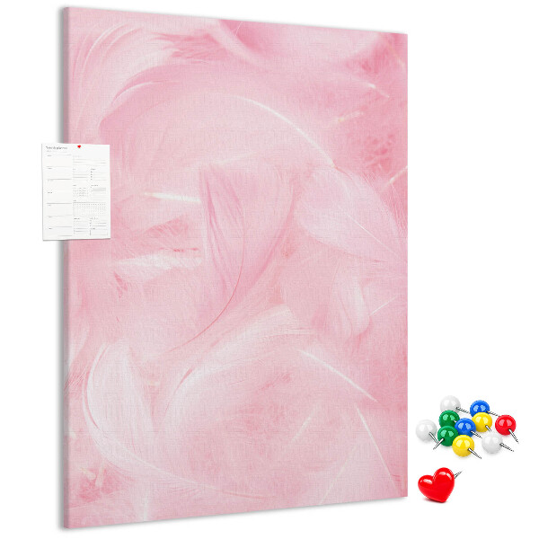 Tablón de corcho Delicadas plumas rosas en el fondo