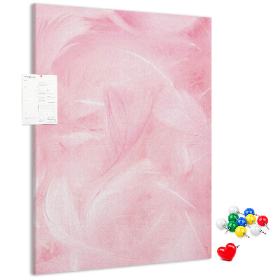 Tablón de corcho Delicadas plumas rosas en el fondo