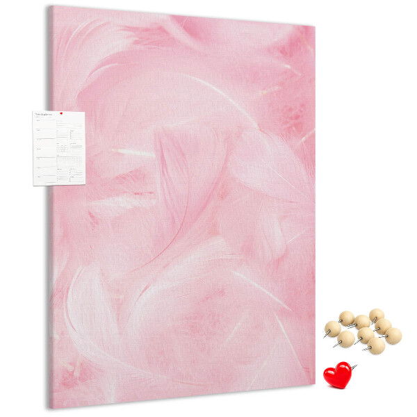 Tablón de corcho Delicadas plumas rosas en el fondo