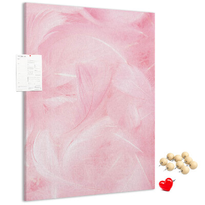 Tablón de corcho Delicadas plumas rosas en el fondo