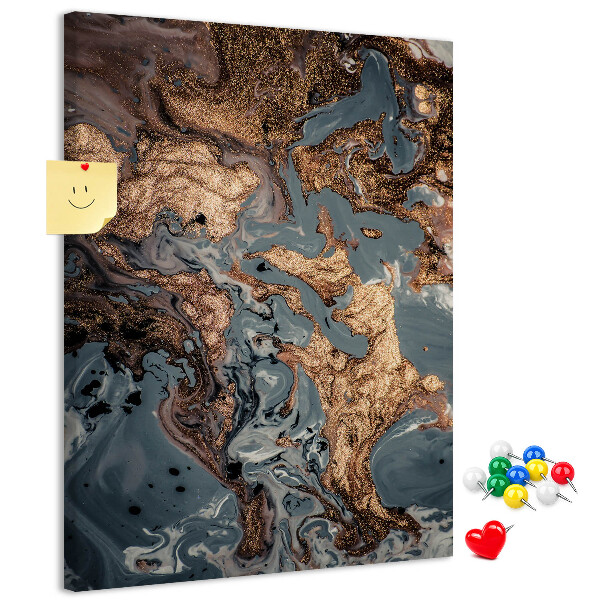 Tablero de corcho Ondas abstractas con acento metálico