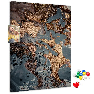 Tablero de corcho Ondas abstractas con acento metálico