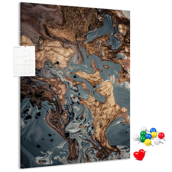 Tablero de corcho Ondas abstractas con acento metálico