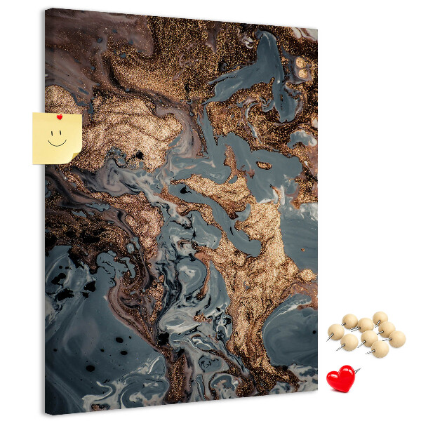Tablero de corcho Ondas abstractas con acento metálico
