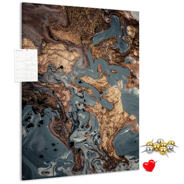 Tablero de corcho Ondas abstractas con acento metálico