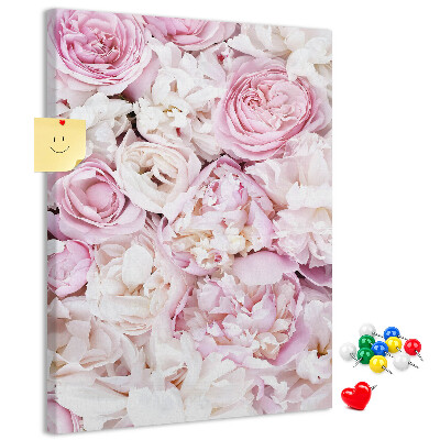 Decoración pizarra de corcho Flores rosas en una delicada combinación de colores