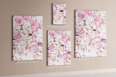 Pizarra de corcho decorativa con diseño de flores rosas en combinación de colores delicada
