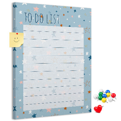Tablero de corcho para pared Tema de estrellas para listas de tareas