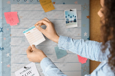Tablero de corcho para pared Tema de estrellas para listas de tareas