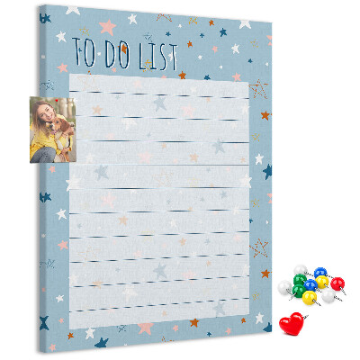 Tablero de corcho para pared Tema de estrellas para listas de tareas