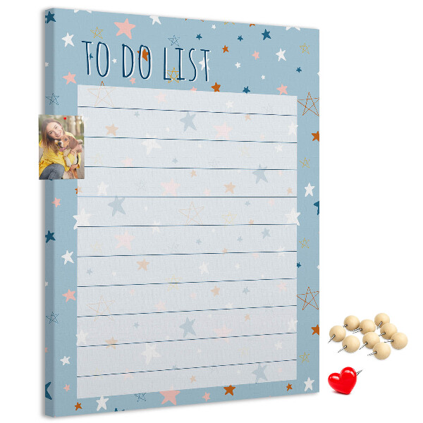 Tablero de corcho para pared Tema de estrellas para listas de tareas