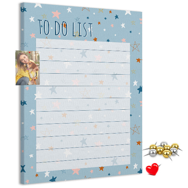 Tablero de corcho para pared Tema de estrellas para listas de tareas
