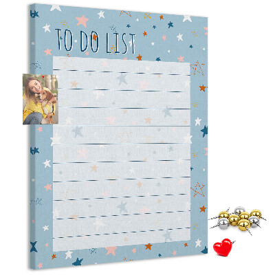 Tablero de corcho para pared Tema de estrellas para listas de tareas