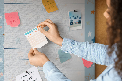 Tablero de corcho para pared Tema de estrellas para listas de tareas