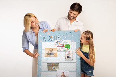 Tablero de corcho para pared Tema de estrellas para listas de tareas