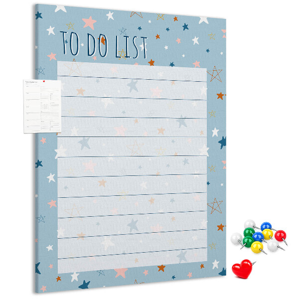 Tablero de corcho para pared Tema de estrellas para listas de tareas