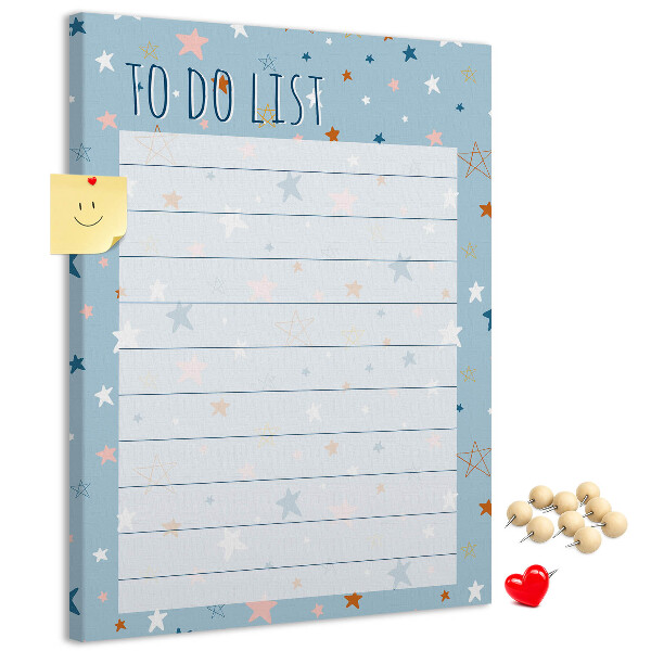 Tablero de corcho para pared Tema de estrellas para listas de tareas
