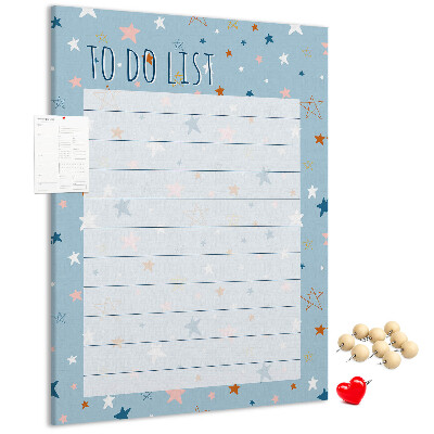 Tablero de corcho para pared Tema de estrellas para listas de tareas