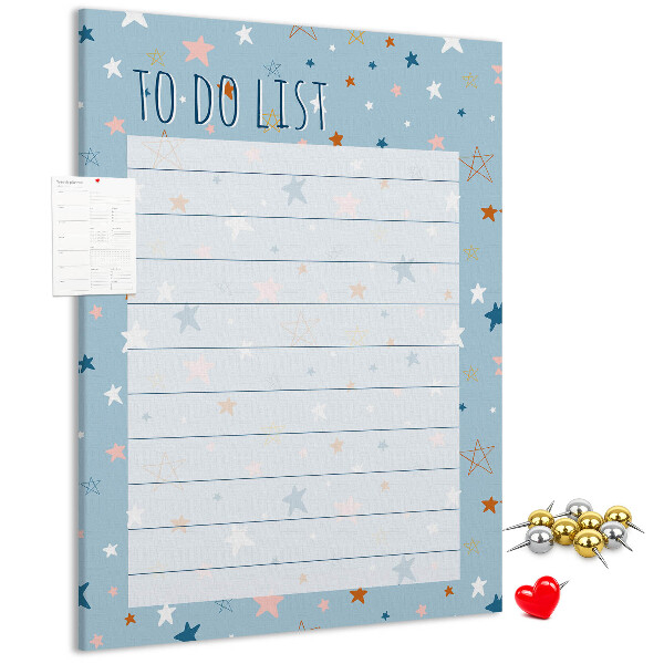 Tablero de corcho para pared Tema de estrellas para listas de tareas