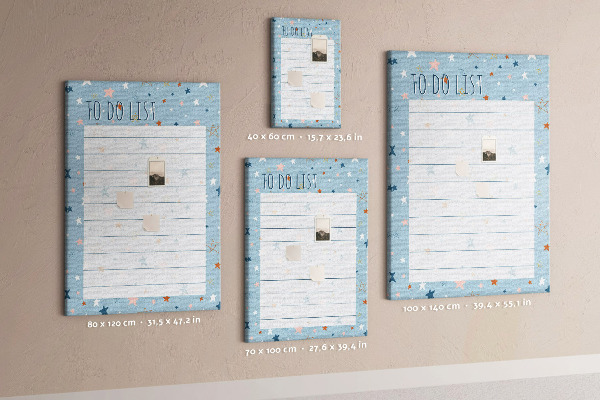 Tablero de corcho para pared Tema de estrellas para listas de tareas