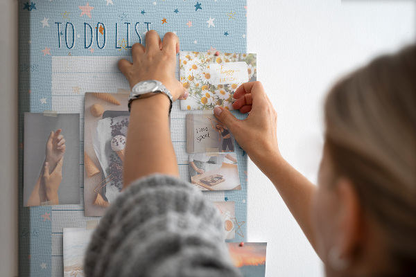 Tablero de corcho para pared Tema de estrellas para listas de tareas