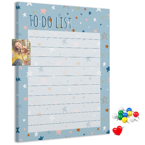 Tablero de corcho para pared Tema de estrellas para listas de tareas