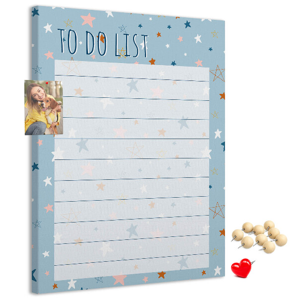 Tablero de corcho para pared Tema de estrellas para listas de tareas