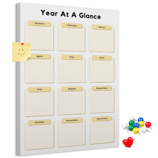 Tablón de corcho Calendario anual para la planificación de eventos