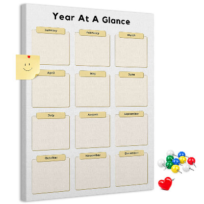 Tablón de corcho Calendario anual para la planificación de eventos