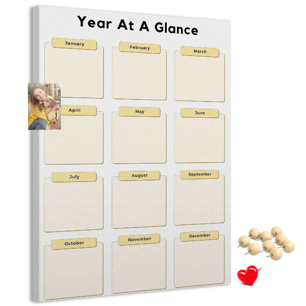 Tablón de corcho Calendario anual para la planificación de eventos